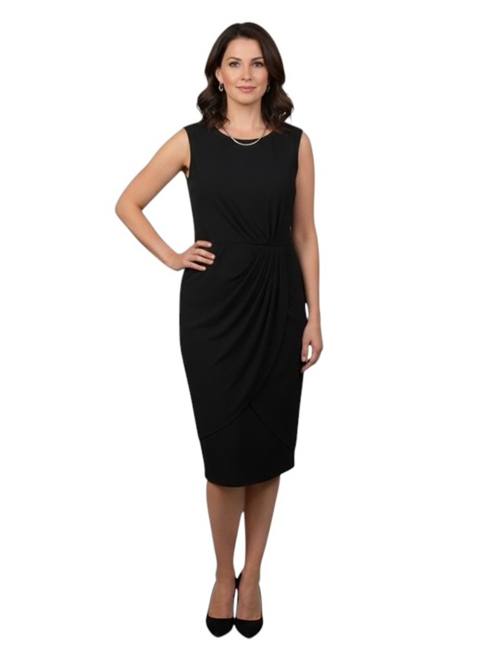 Calvin Klein Elegant Black Midi “Little Black Dress” Dress Vintage